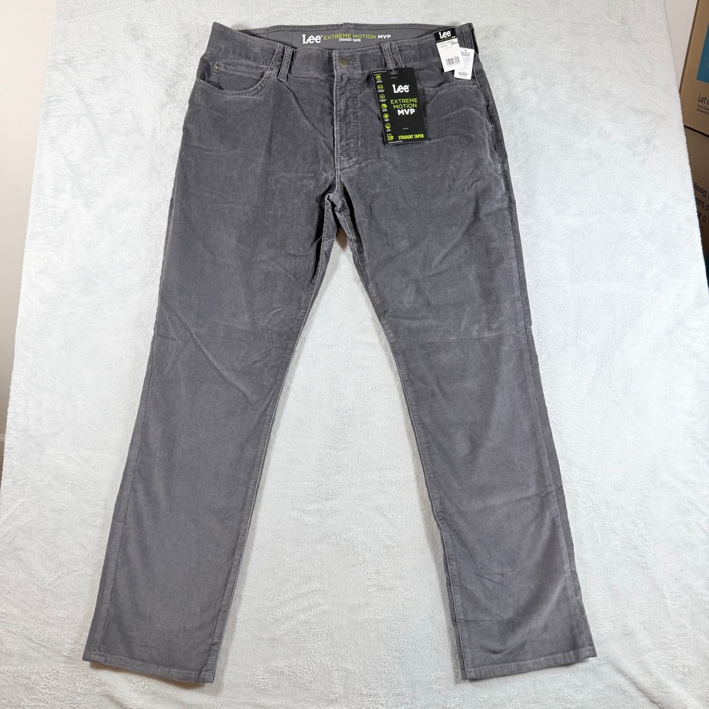 Men Lee Extreme Motion MVP Straight Taper Stretch Corduroy Pants - Static Gray